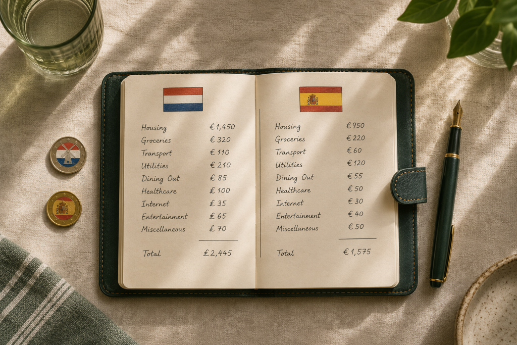 Cost of Living: Netherlands vs Spain (2026) — Deep Comparison for Dutch Families and Retirees